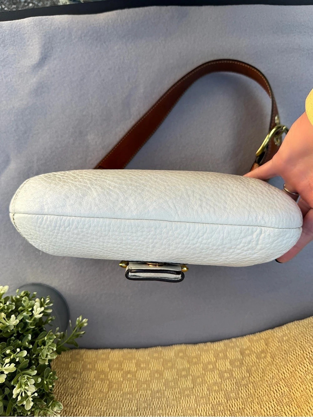 Coach Legacy Small Pebbled Leather Shoulder Bag White & Brown 11840 - Picture 9 of 13